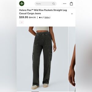 Halara Flex™ Mid Rise Pockets Straight Leg Casual Cargo Jeans